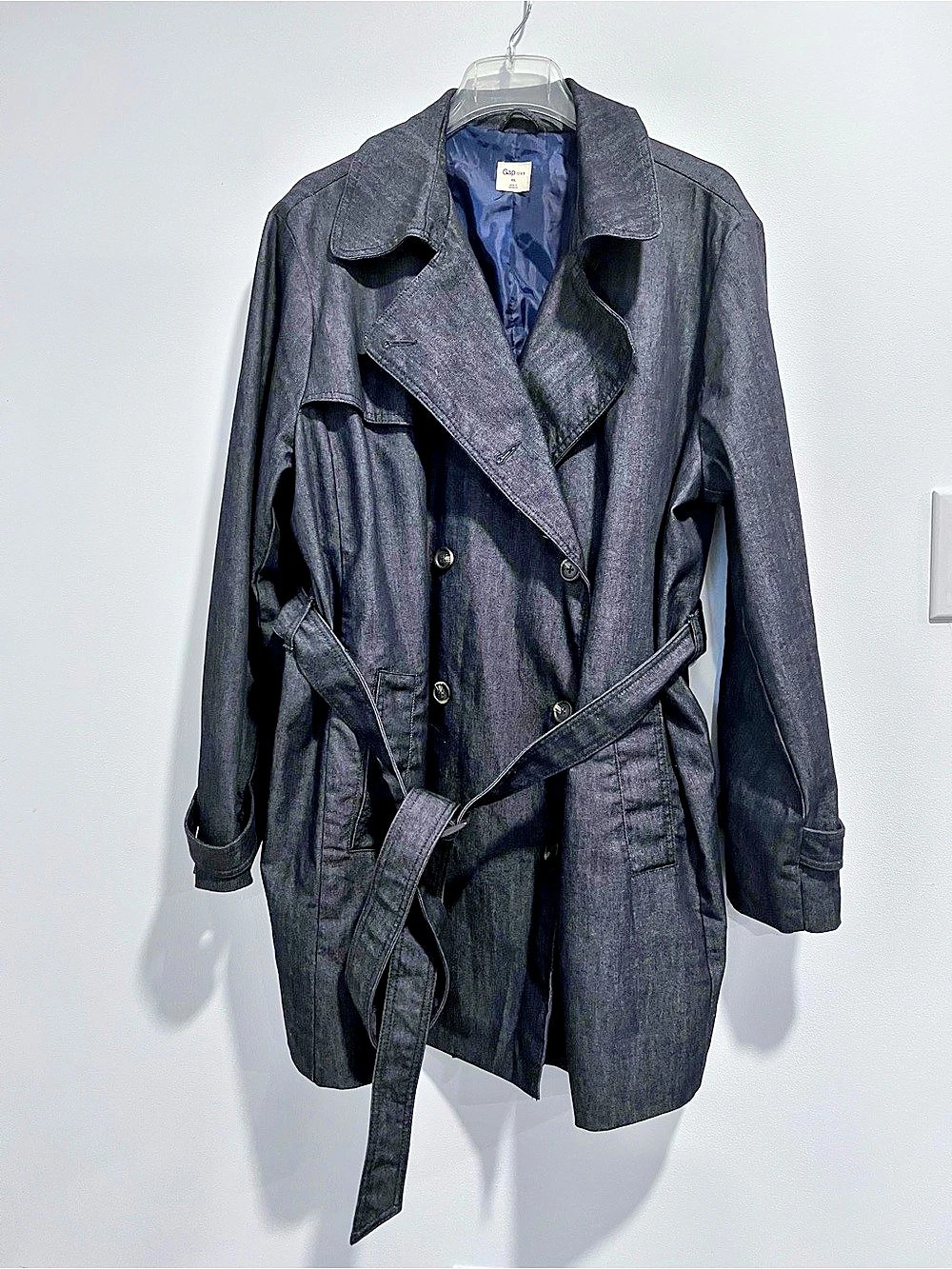 Gap 1969 Denim Trench Coat Dark Blue XXL